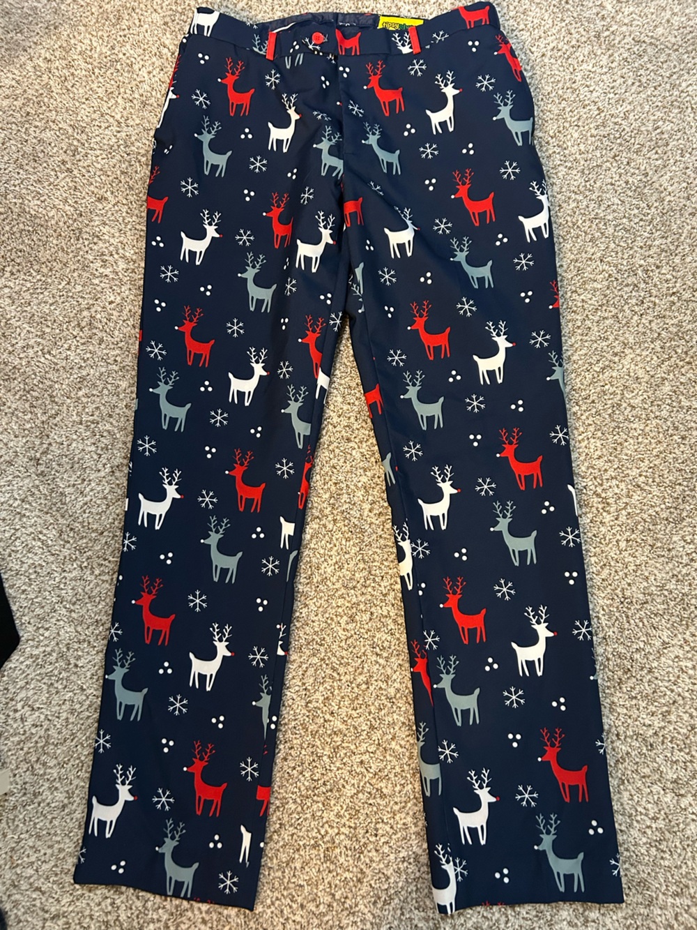 Tipsy Elves Navy Reindeer Print Men's Holiday Pants